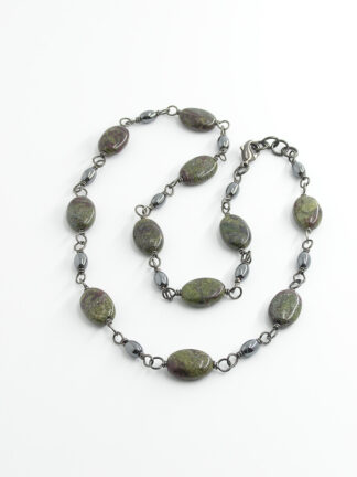 Dragon's Blood Jasper and Hematite Necklace - #174